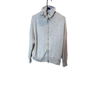 Varley Halley Zip Through Sweatshirt Womens Medium Light Gray Beige DoubleSoft